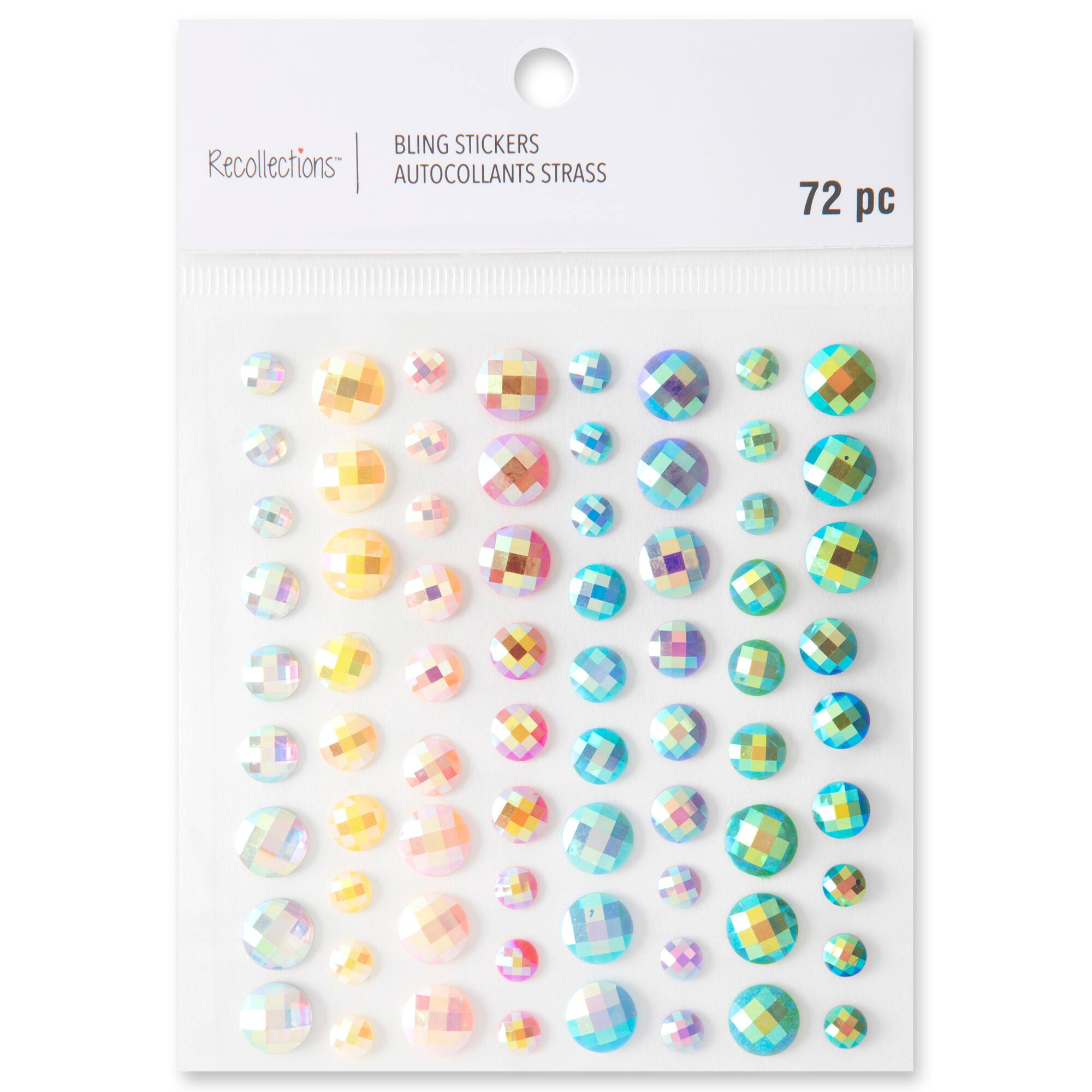 12 Packs: 72 ct. (864 total) Iridescent Pastel Rhinestone Stickers by Recollections™